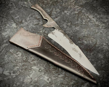 Load image into Gallery viewer, Indestructible Forged Bowie Knife + Hand Tooled Leather Sheath
