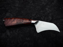 Load image into Gallery viewer, Quattro - Forged W1 Hawksbill Knife, Integral Bolster, Redwood Burl Knife
