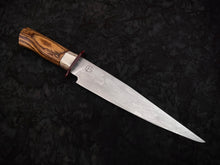 Load image into Gallery viewer, Glacies • Forged Damascus, Carbon Fiber, Sambar Stag and Bocote Bowie Knife
