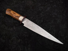 Load image into Gallery viewer, Glacies • Canister Damascus, Carbon Fiber, Sambar Stag and Bocote Bowie Knife
