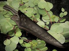 Load image into Gallery viewer, Indestructible Forged Bowie Knife + Hand Tooled Leather Sheath
